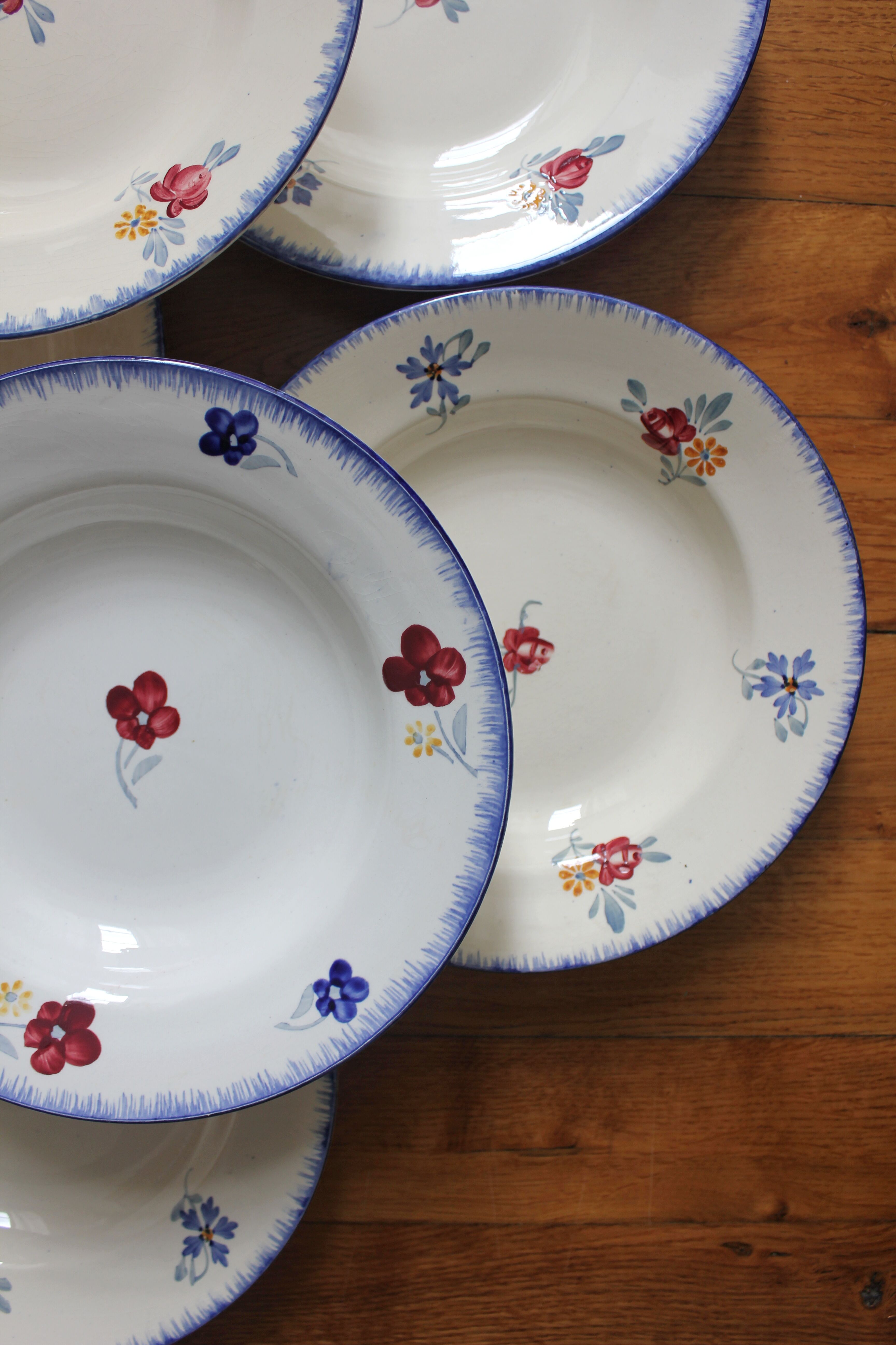 7 floral hollow plates "Mary Lou" Digoin Sarreguemines vintage