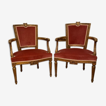 Pair of armchairs Louis XVI period Napoleon III