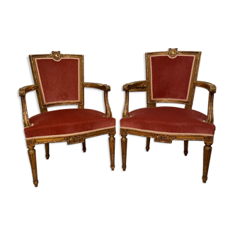 Pair of armchairs Louis XVI period Napoleon III