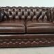 Brown leather chesterfield sofa two places
