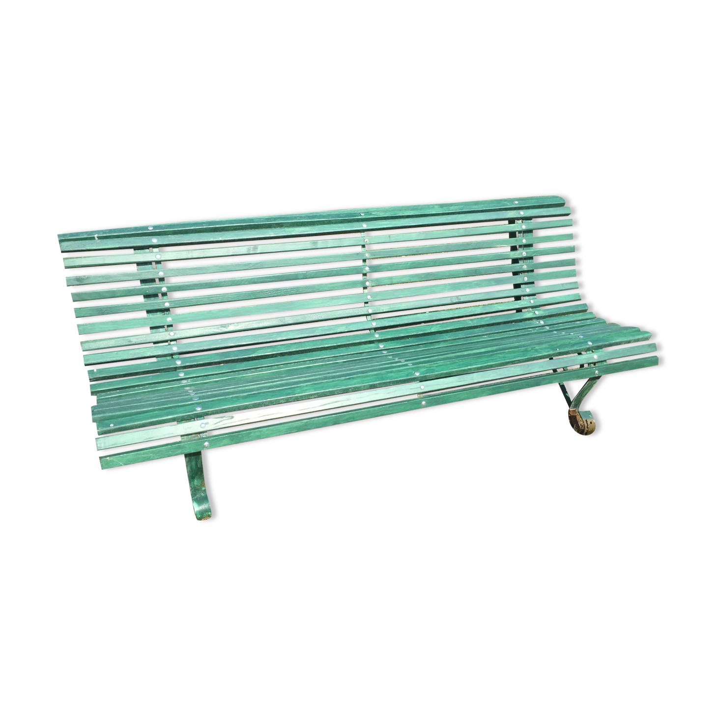 Slatd garden bench, 50s metal foot
