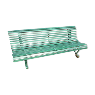 Banc de jardin à lattes, pied metal années 50