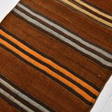 Tapis persan Kilim bordeaux et rouge, 75 x 387 cm