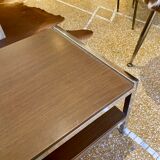 Coffee table in wood and chrome metal from the 70s