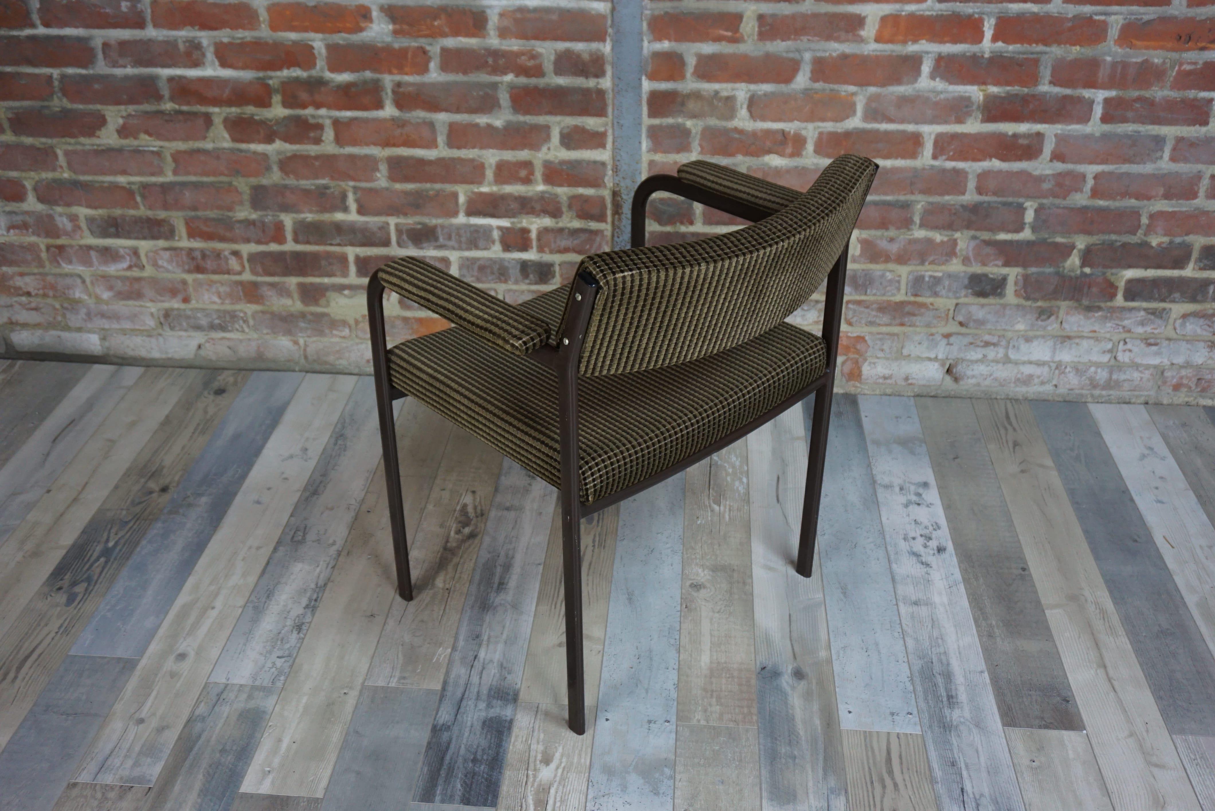 Metal and velvet office armchair