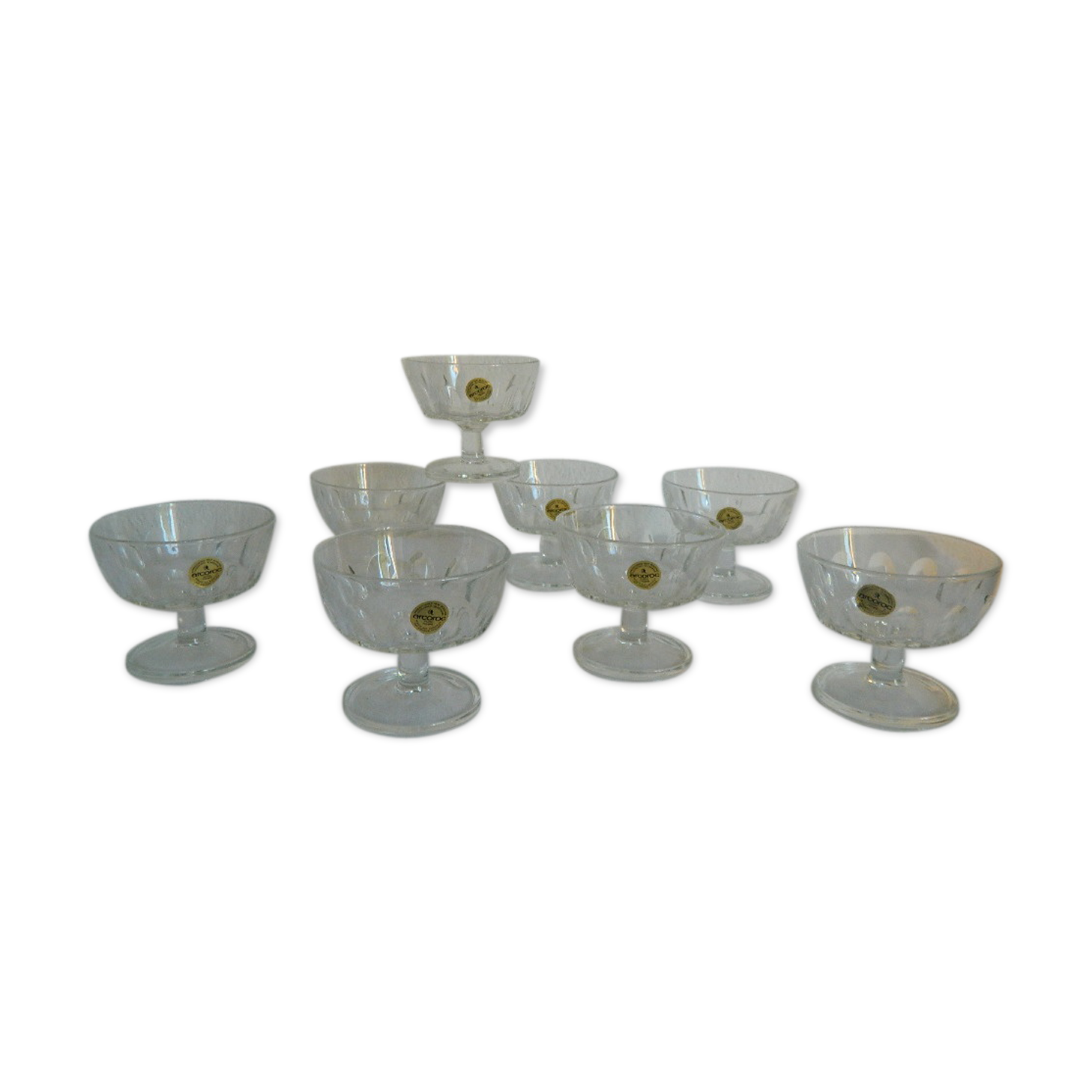 6 Arcoroc Glass Cups Set Nice Design 70s Selency