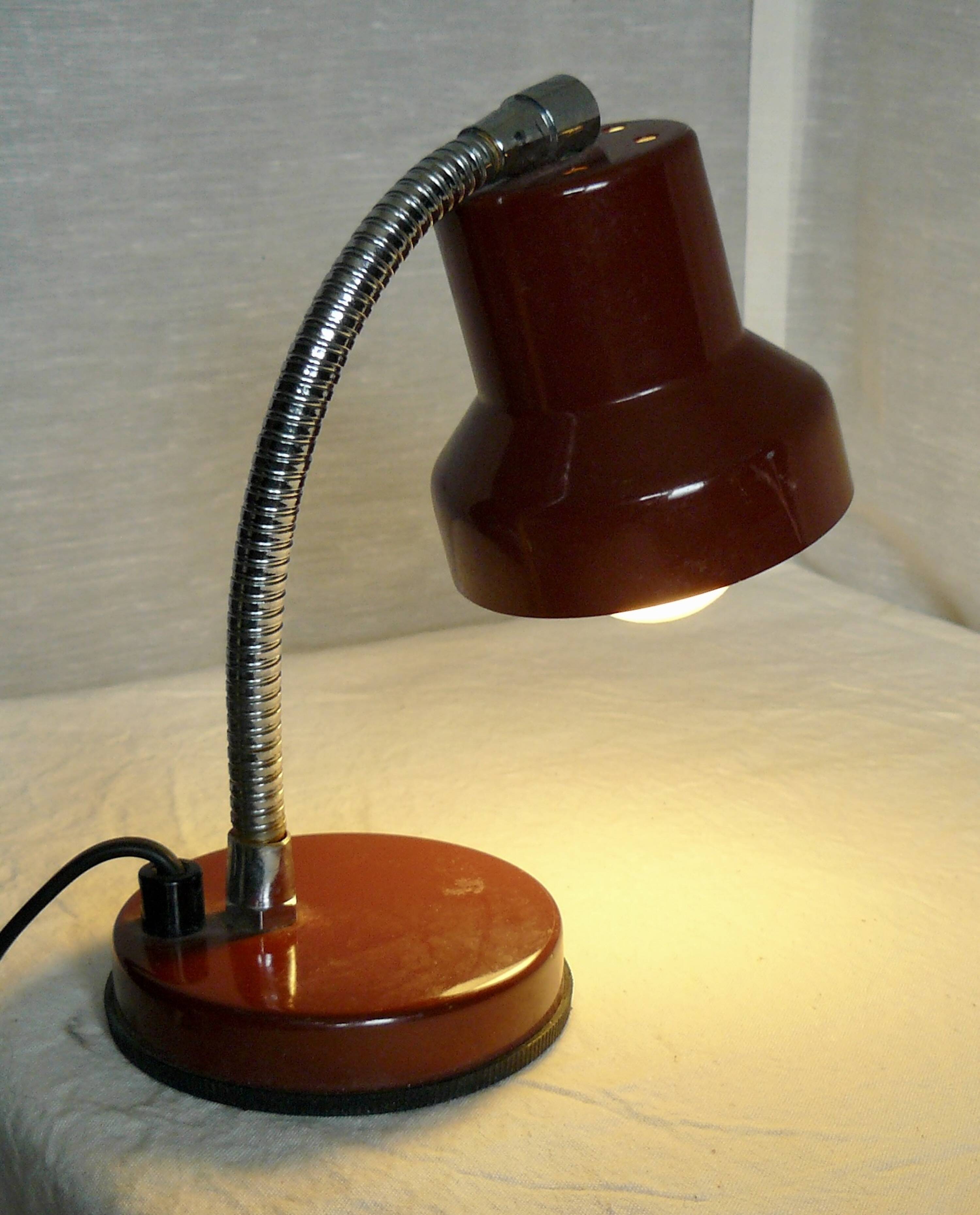 Small vintage red and chrome desk lamp 1970