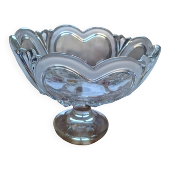 Crystal footed bowl - heart and flower