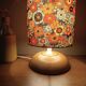vintage light wood lamp, flower power lampshade