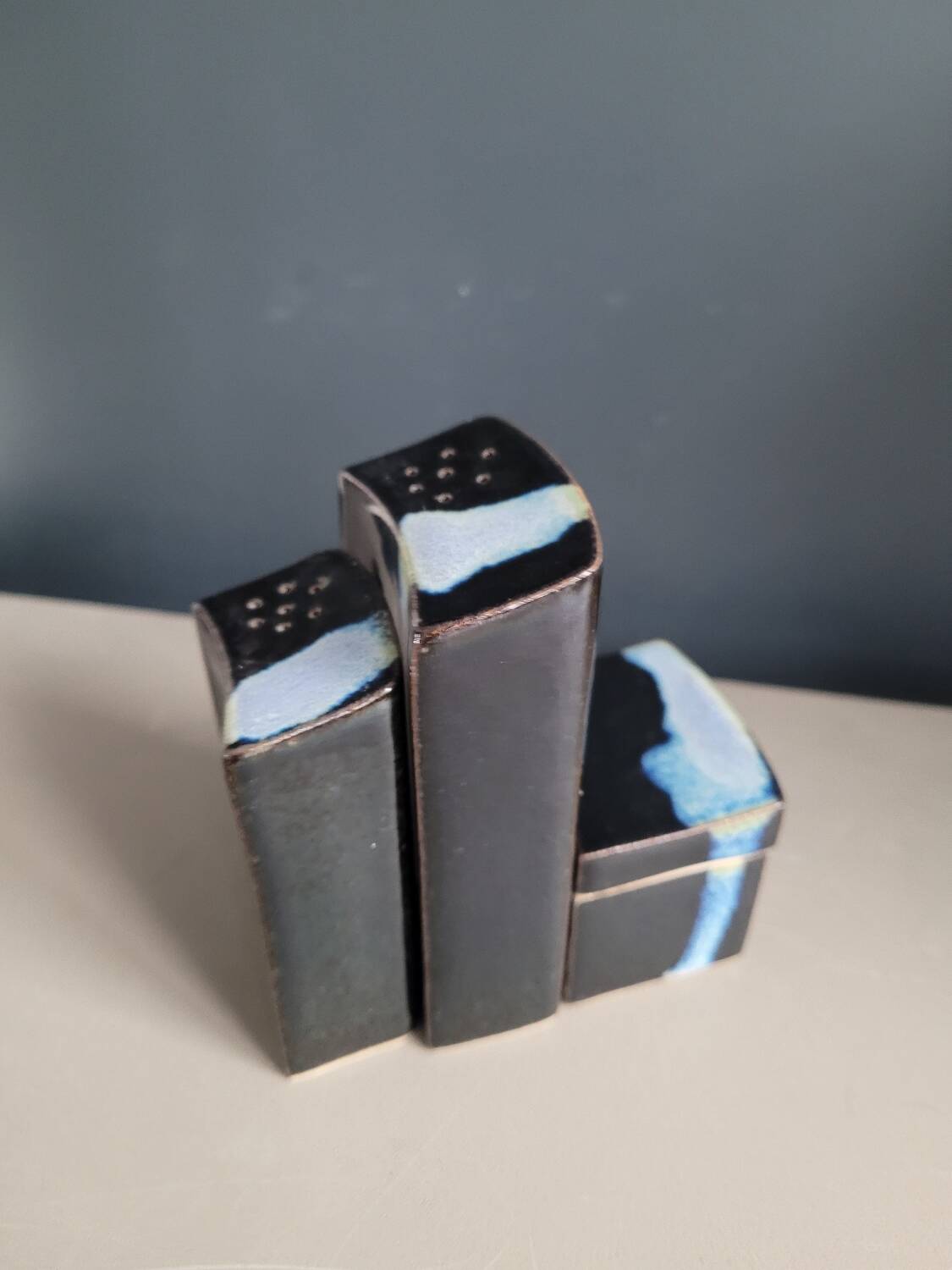 Vintage ceramic salt pepper mustard set