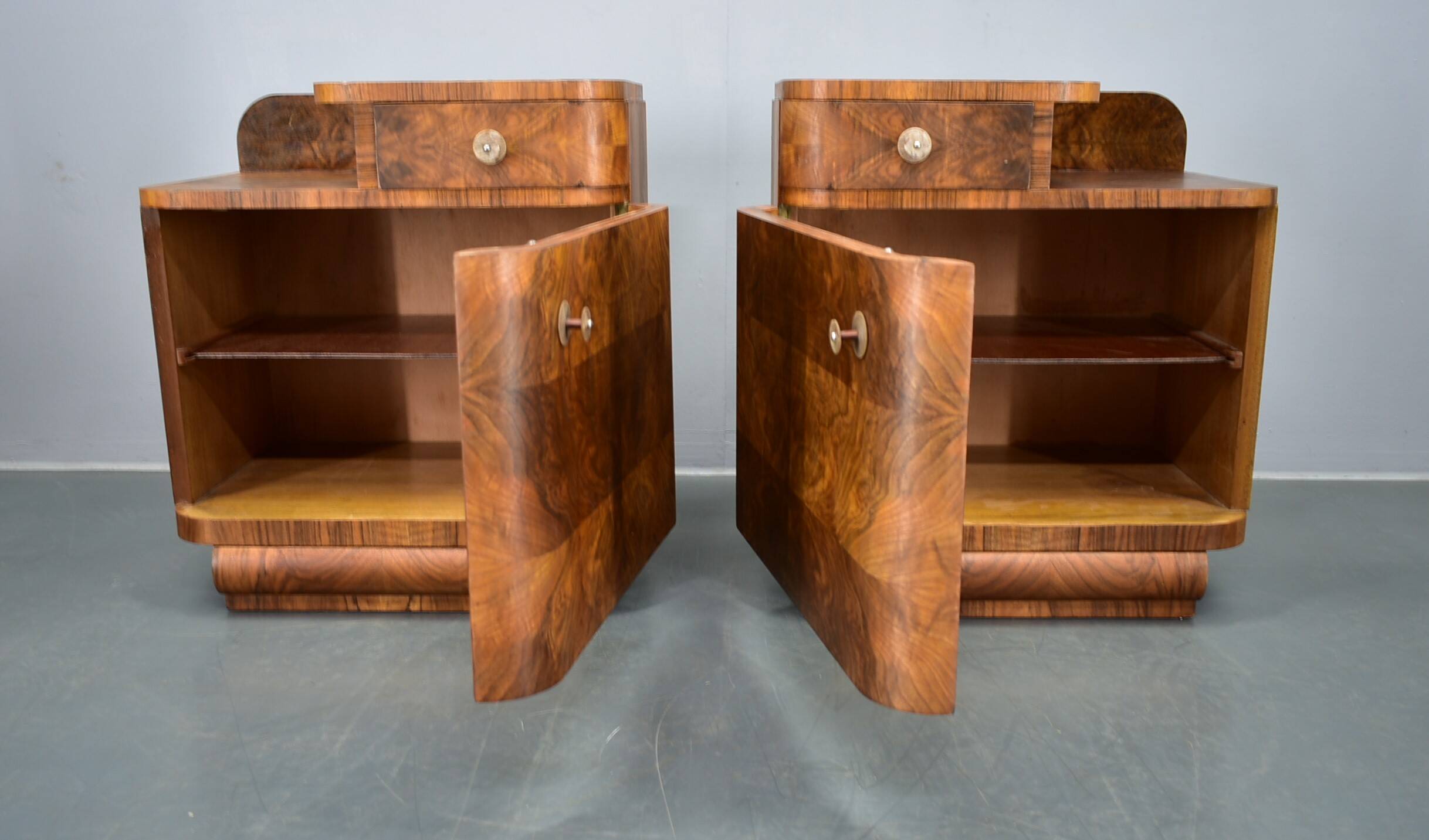 1935s Pair of Art Deco Bedside Tables, Czechoslovakia