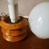 Wooden bedside lamp and opaline sphere