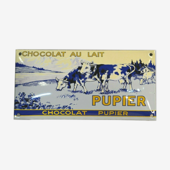 Plaque émaillée chocolat pupier