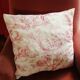 Paire Coussins Toile de Jouy rose ancienne
