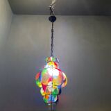 Suspension en fer forgé multicolore en verre de Murano, années 1950