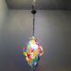 Murano glass multicolored wrought iron light pendant latern, 1950s