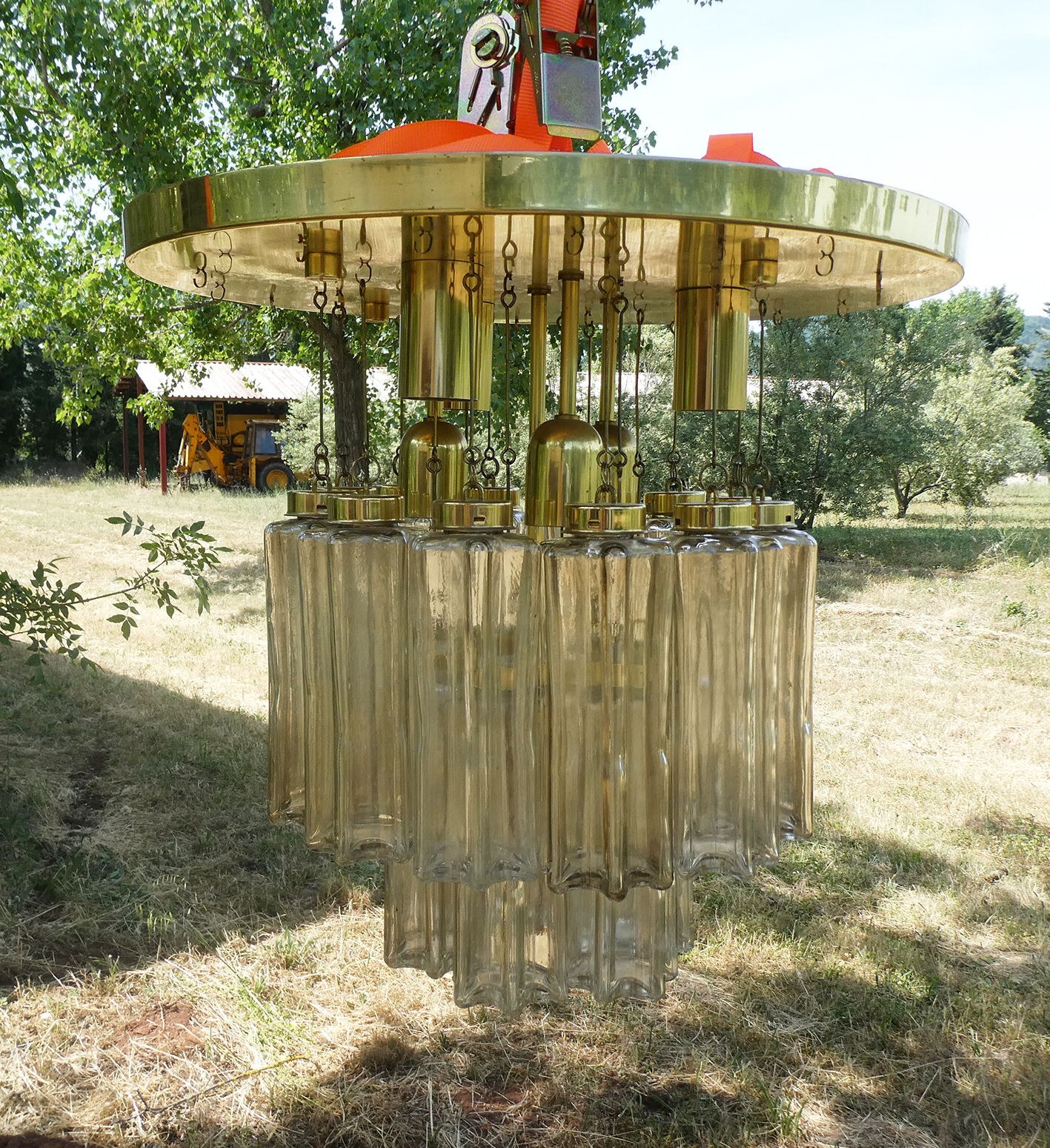 Design chandelier by Glashütte Limburg from 1960