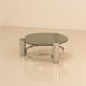 Circular coffee table & smoked glass 70's