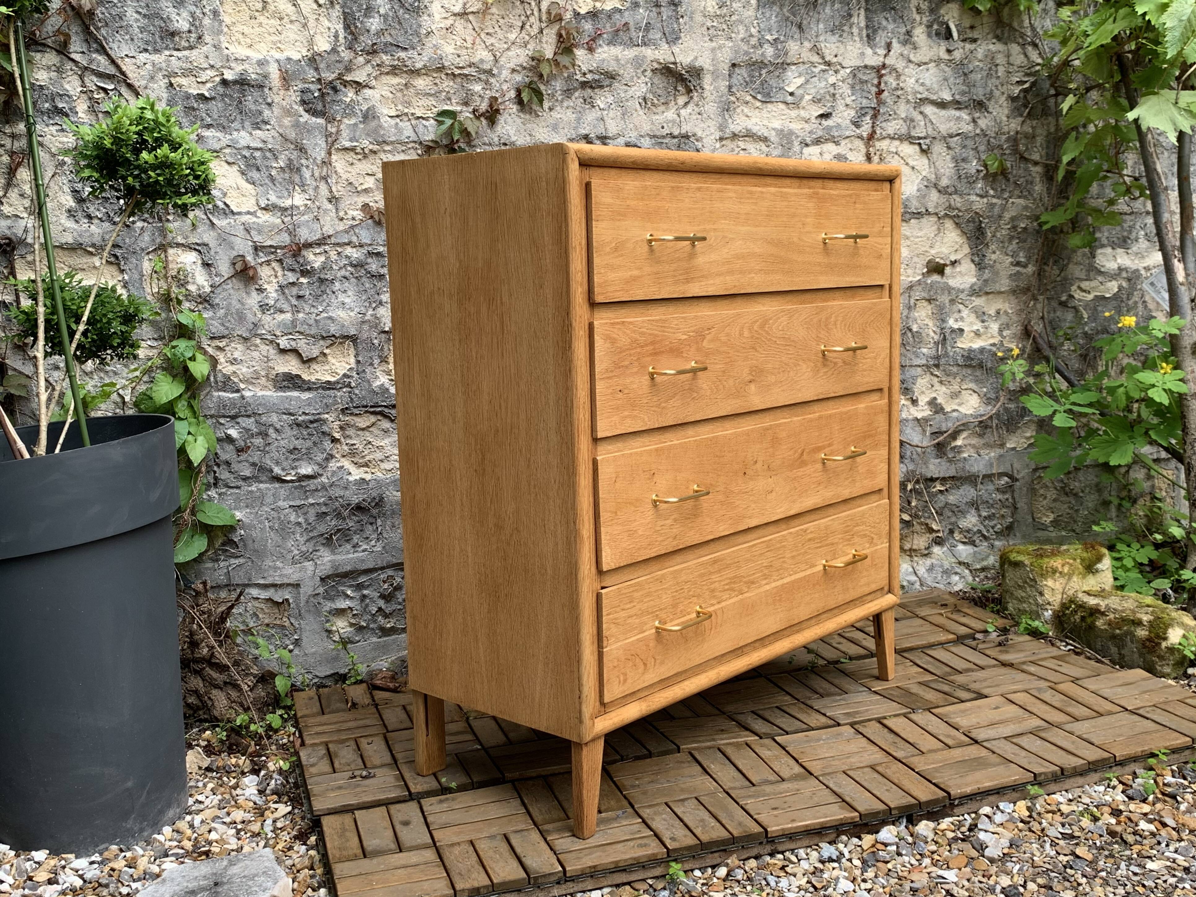 Commode pieds compas et chêne brut massif  1960