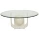 Vintage round coffee table in lucite and marbled glass.