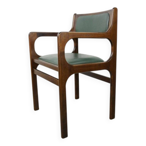 Fauteuil en bois et cuir