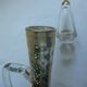 Art Nouveau ewer decanter, gilded glass and violin enamelled with daisies