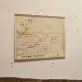Old geography map school map Oceania political and physical co
