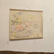 Ancienne carte de géographie carte d'école Océanie politique et physique co