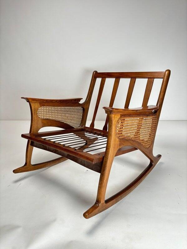 Mid-Century Modern Cane Rocking Chair, 1950s