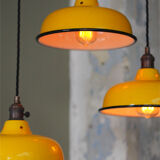 Abat jour émaillé lampe industrielle jaune