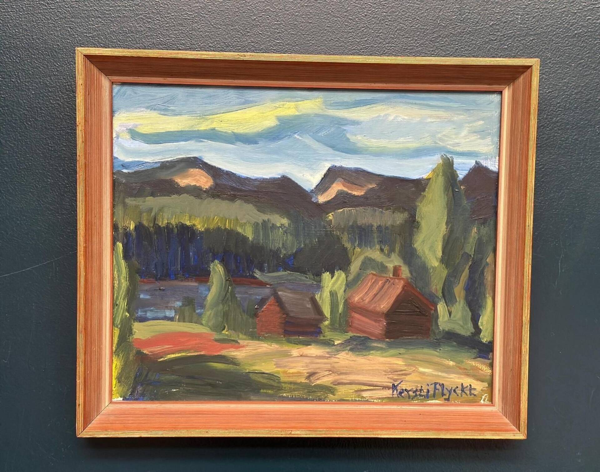 Huile sur panneau suédois – Paysage de montagne par Kerstin Flyckt