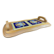 Plateau de service en hêtre et carreaux faïence de Gien décor Renaissance