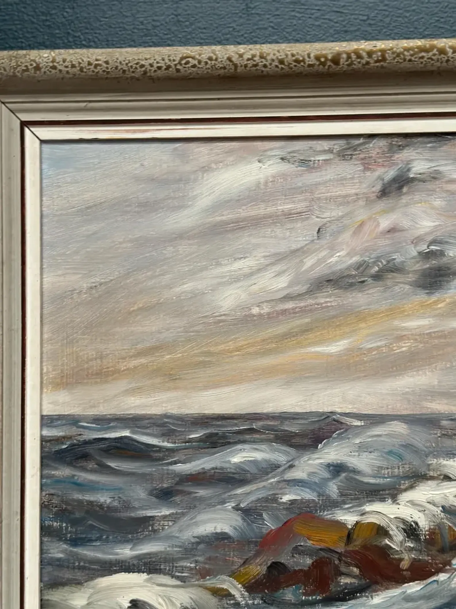 Oil on Canvas Original Swedish – 'Sea' by Holger Almquist – Signed – Vintage and Framed – 50 × 40 cm (19.7 in × 15.7 in)