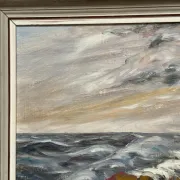 Oil on Canvas Original Swedish – 'Sea' by Holger Almquist – Signed – Vintage and Framed – 50 × 40 cm (19.7 in × 15.7 in)
