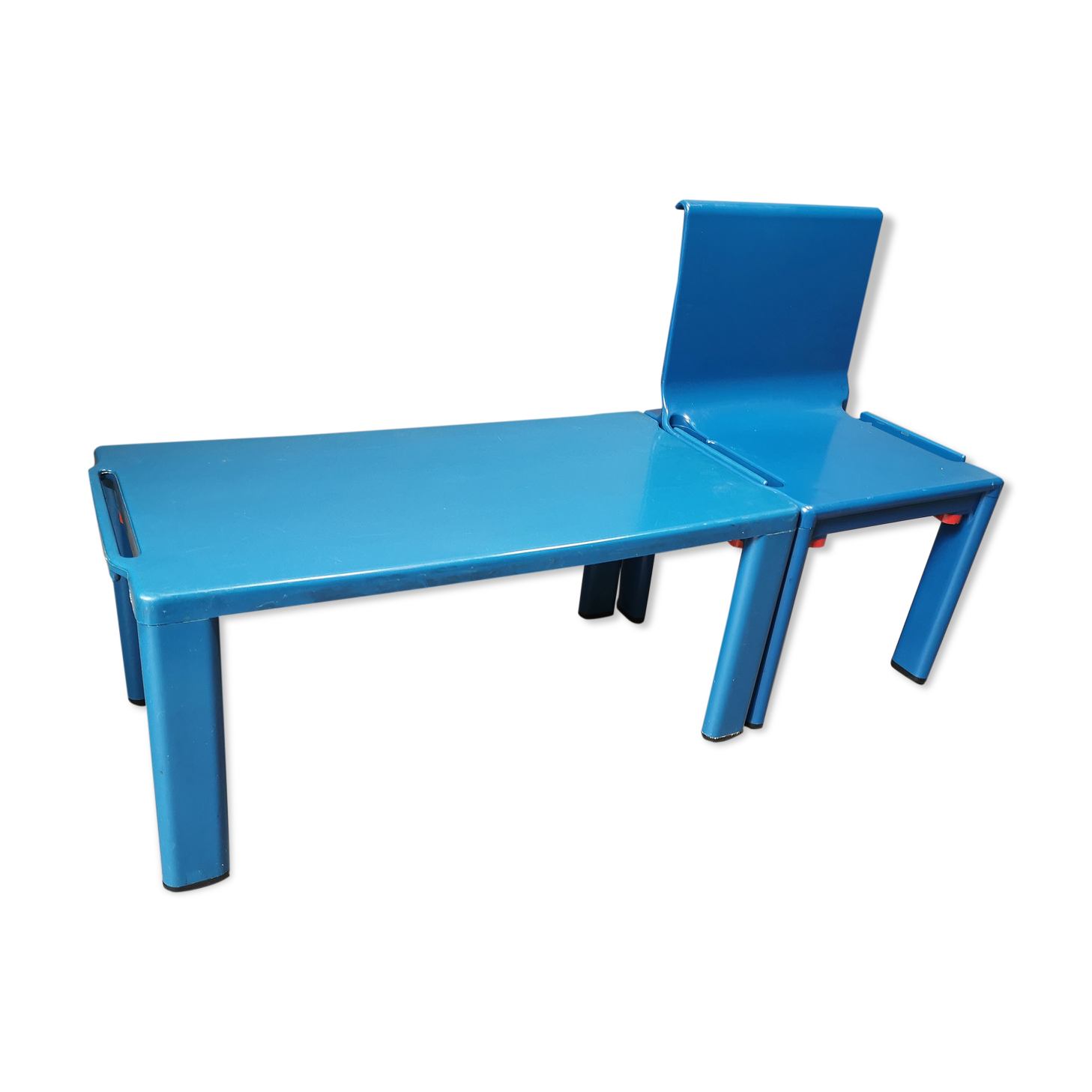 Blue chair and bench child kartell 70s