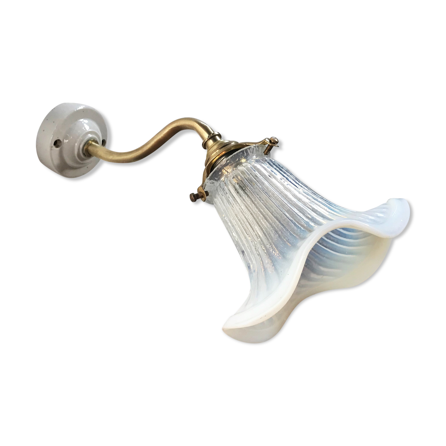 Opalescent glass swan neck sconce