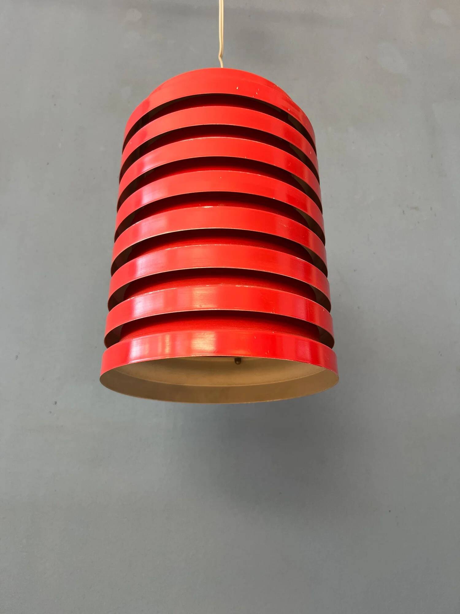 Vintage red Danish mid-century pendant lamp