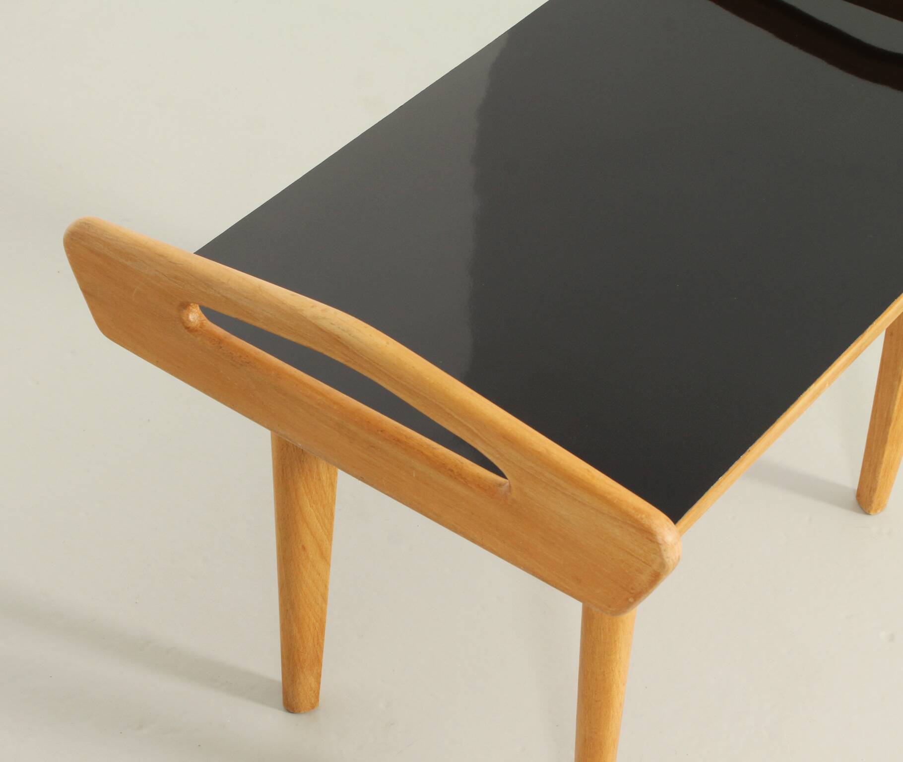 French side table in oak with large handles, 1950s.