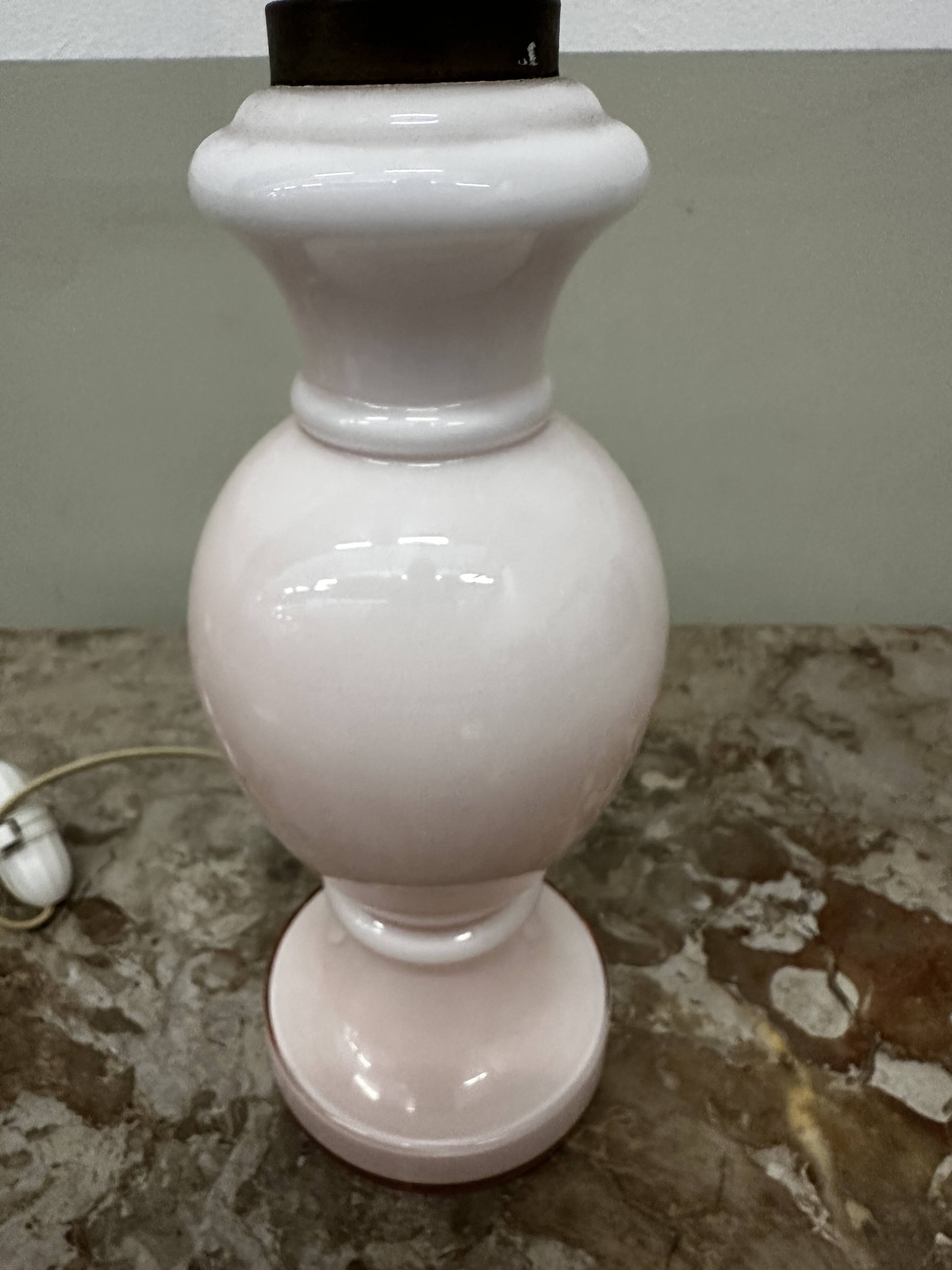 Vintage 70´s Lamp Base in Pink Opaline - H 28 cm - Italy