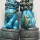 Pair of Chinese Blue Ceramic Foo Dogs