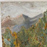 Oil on canvas mountain and river 1965