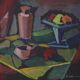 Original mid-century Swedish oil on canvas – “Kubisk Still Life” by Bror Göransson – vintage & framed – 75 × 64 cm (29.5" × 25.2")