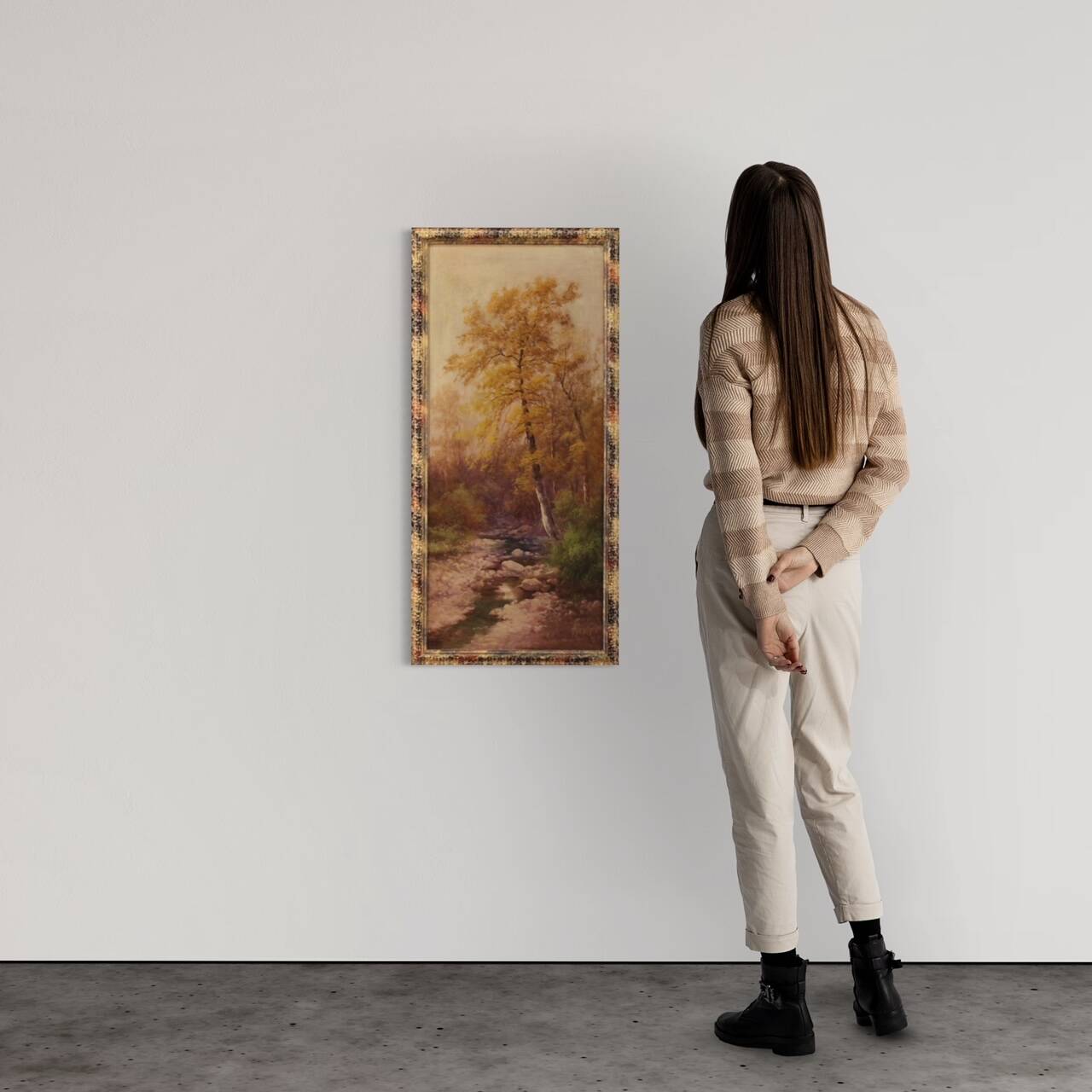 Peinture signée H. Marko vue boisée avec rivière du 19ème siècle