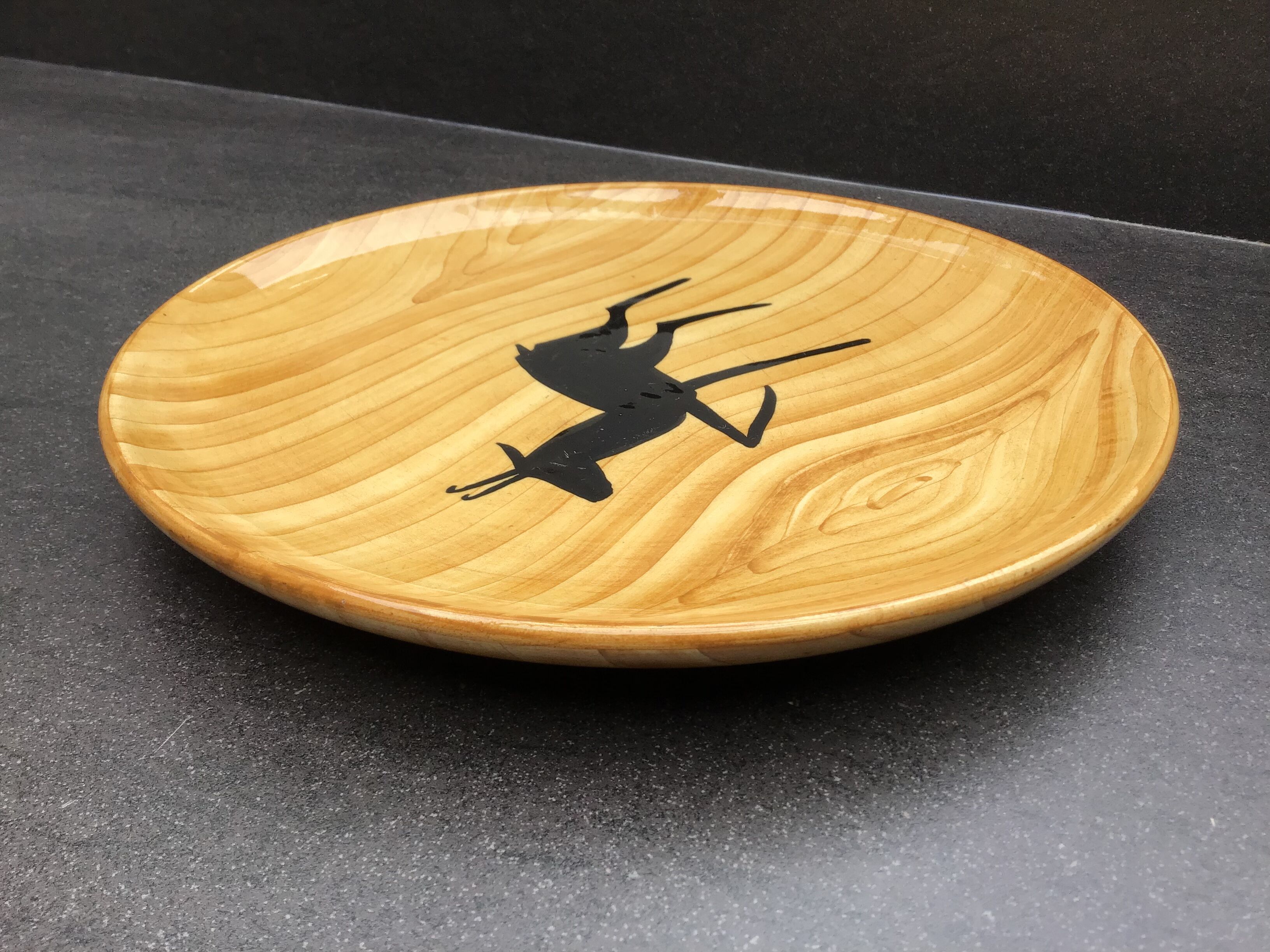 Ceramic plate imitation wood - Grandjean Jourdan - Vallauris
