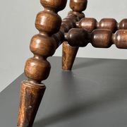 Midcentury brutalist wood turned stool in the style of Charles Dudouyt, 50s