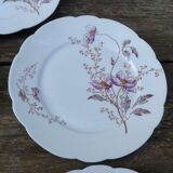 Lot de 5 assiettes à dessert anciennes motifs fleurs