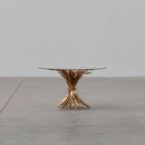 Hollywood regency gilt sheaf of wheat side table “coco chanel”, Italy 1960s