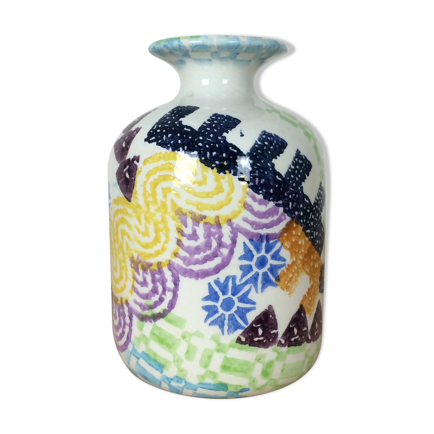 Multicolored geometric Italian vase, 80s