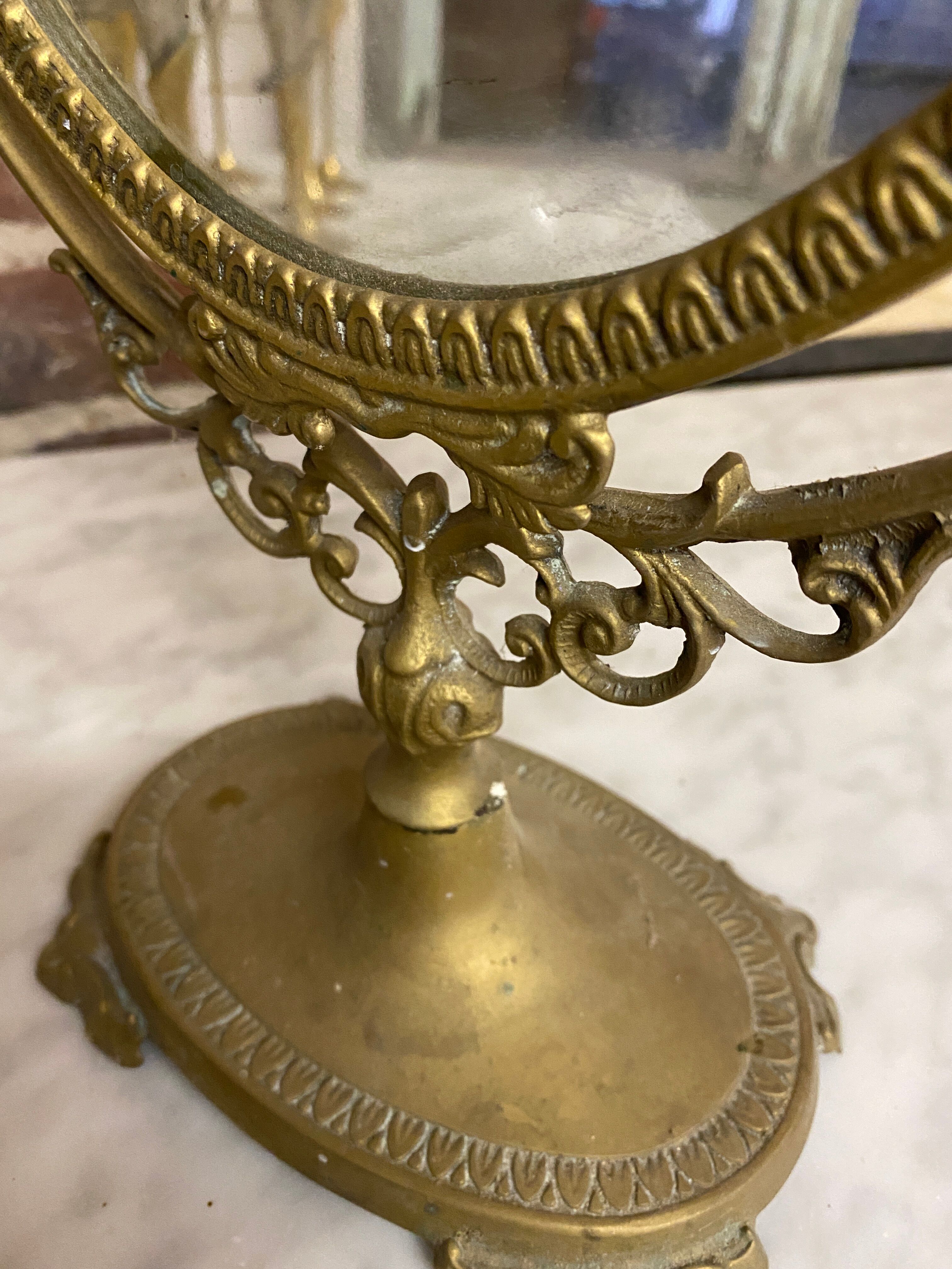 Brass table psyche mirror  27x40cm