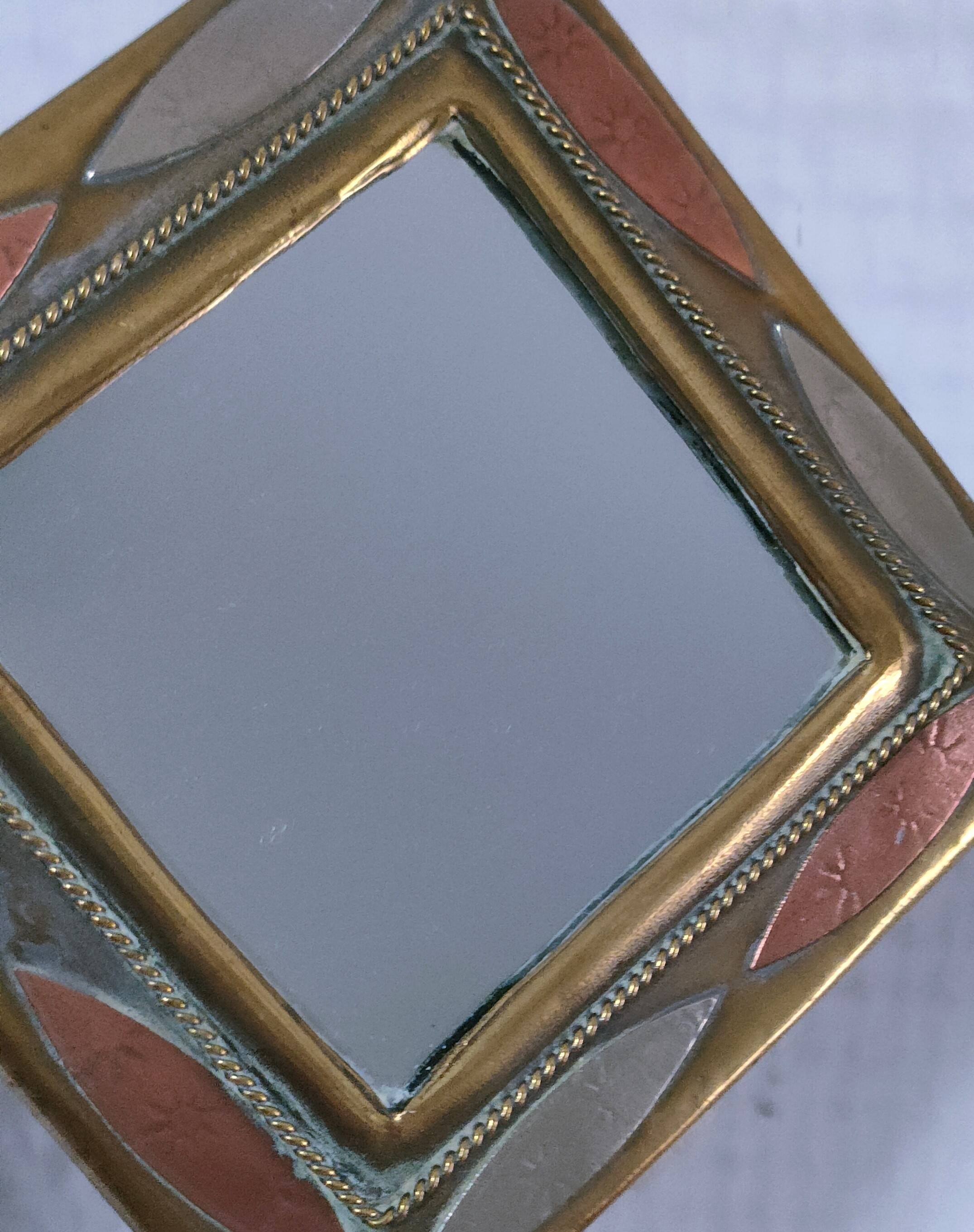 Three metal mirrors brass copper silver metal 80s